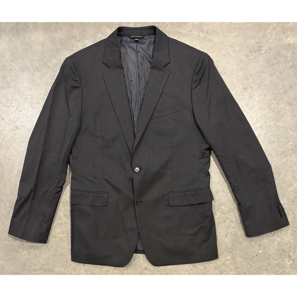 Banana Republic Mens 40R 100% Italian Wool Blazer Black Standard Fit